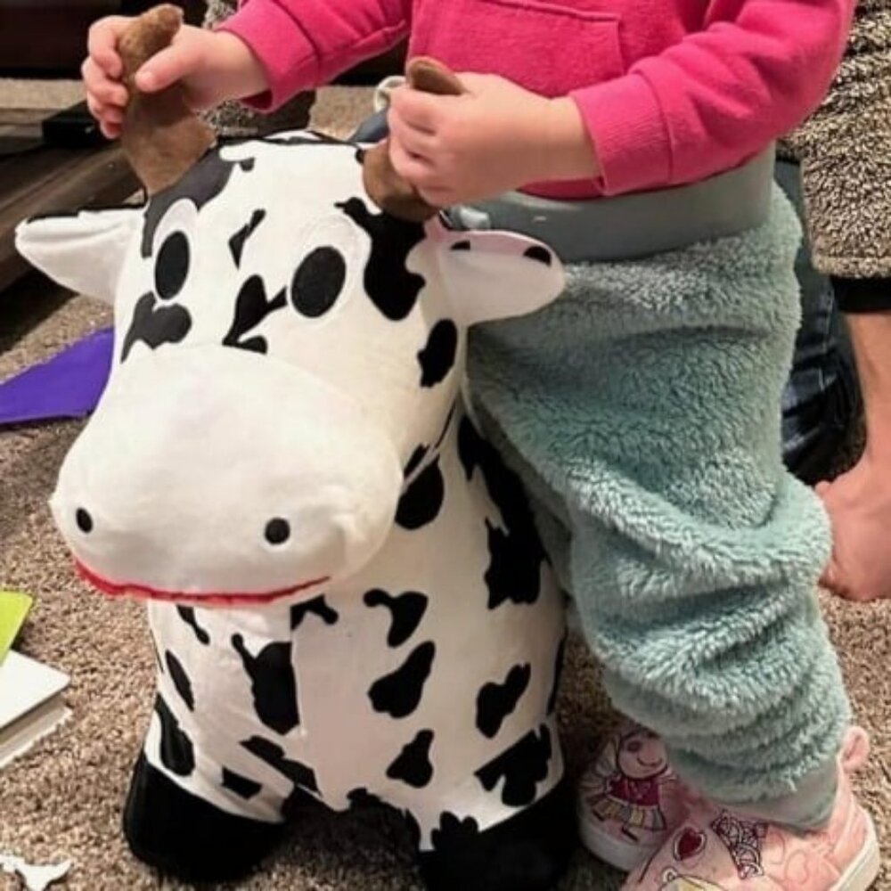 Bouncy Pals Cow Hopping Horse, Outdoor Ride on Bouncy Animal Play